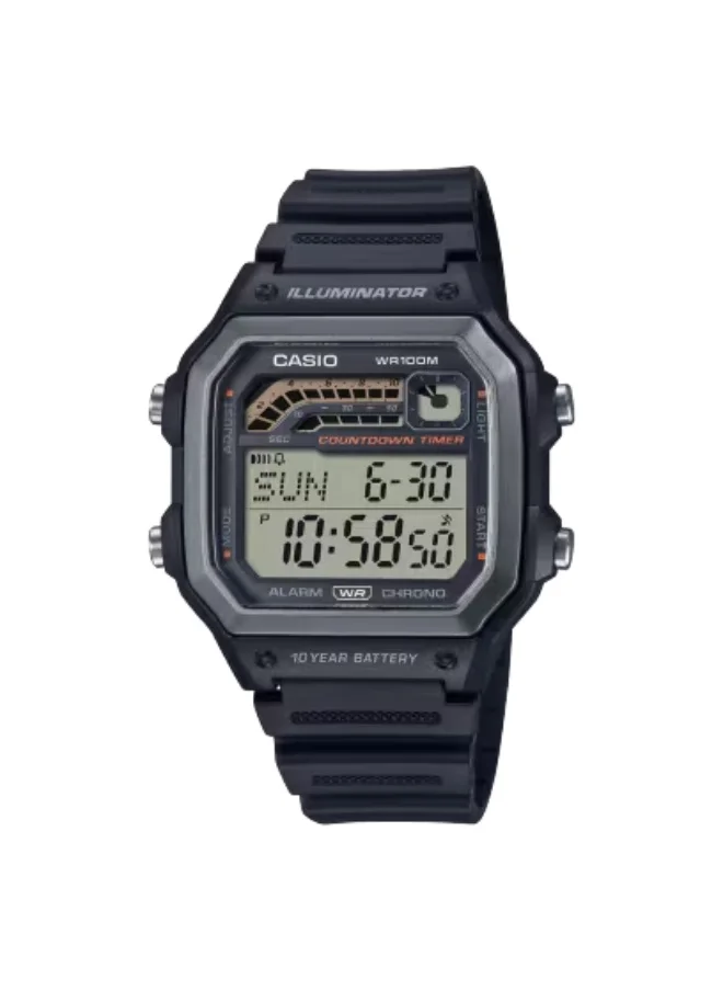CASIO Men's Resin Digital Watch WS-1600H-1AVDF - 42.1 mm