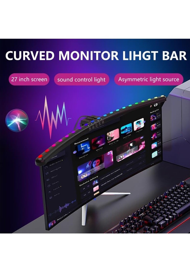 DMG TECH DMG Computer Monitor Light, Colorful RGB Sound pickup Rhythm Monitor Light Strip, Eye Protection LED Screen Monitor Light Strip, USB Powered Monitor Lamp with Touch Sensor, for Pc, Office, Gaming  - Image 2