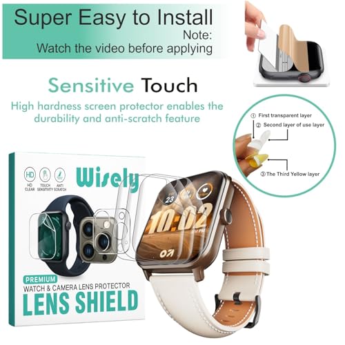 Wisely |3pcs| Screen Guard Protector Compatible For GOBOULT Drift+ Smartwatch |1.85"| Bubble Free, HD Clear, Full Cover, Easy installation kit - Image 2