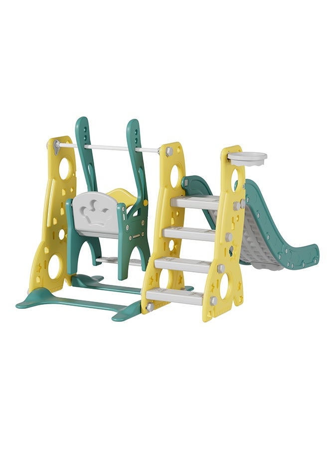 feelbaby Playhouse Safe Plastic Toddler Toys Equipment Set Children's Playground Indoor Baby Swing And Slides For Kids, Yello & Green Color - Image 2