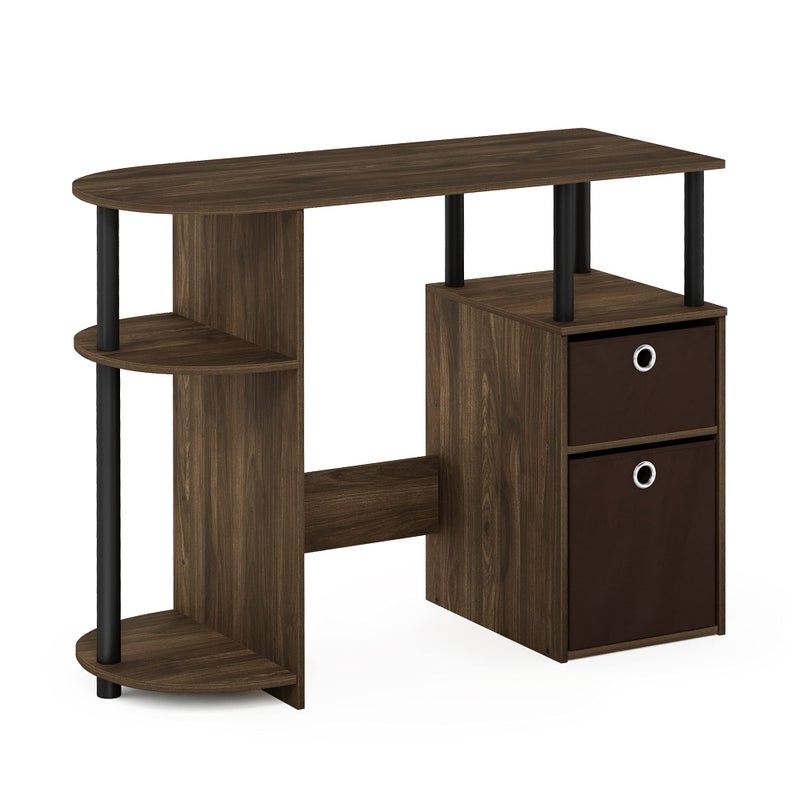 Furinno JAYA Simplistic Computer Study Desk Columbia WalnutBlackDark Brown