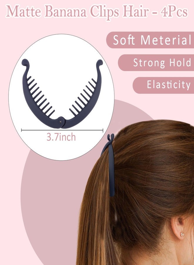 Hapdoo 4PCS Small Banana Clips Hair, Mini Matte Banana Hair Clips for Women Girls, Cute Strong Hold Ponytail Bun Holder, Hair Jaw Clips Barrettes Styling Accessories for Thin Hair - Image 2
