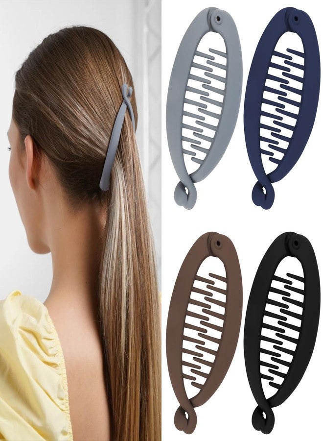 Hapdoo 4PCS Small Banana Clips Hair, Mini Matte Banana Hair Clips for Women Girls, Cute Strong Hold Ponytail Bun Holder, Hair Jaw Clips Barrettes Styling Accessories for Thin Hair - Image 1