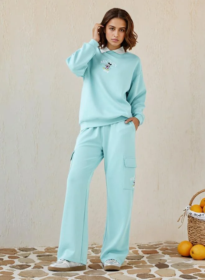 اس بي كاركترز بنطلون رياضي كارجو مطرز بميكي ماوس مع رباط