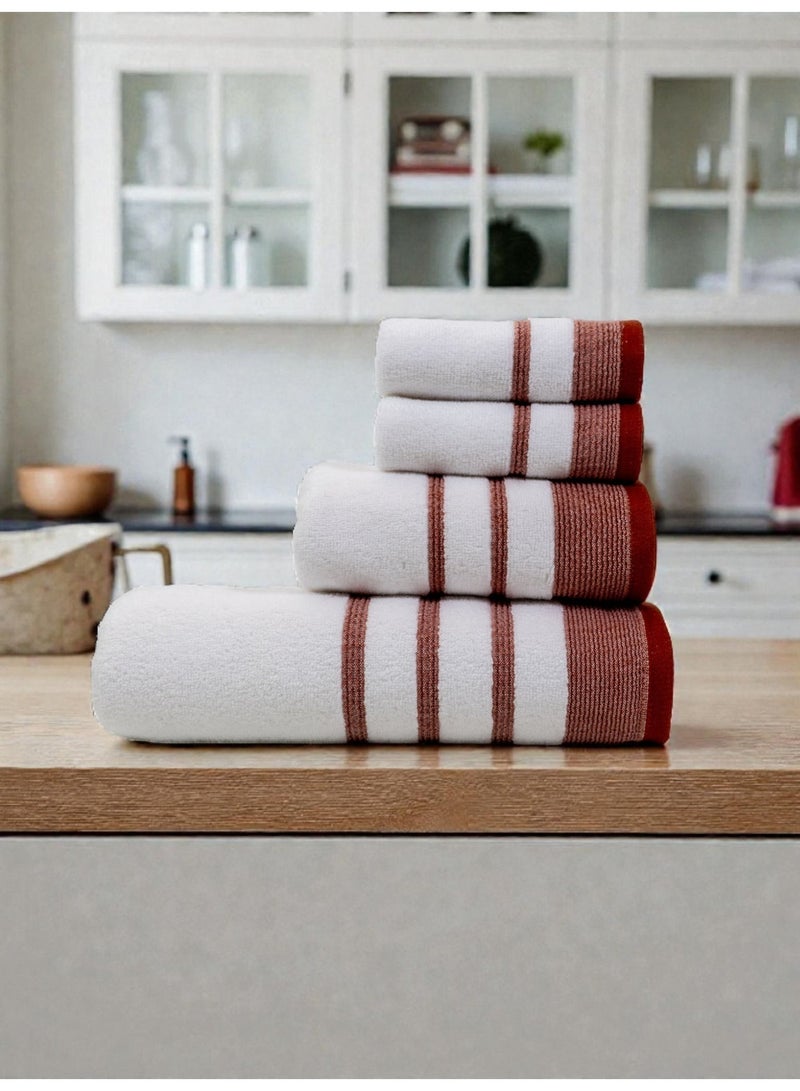 بالتيك لينين طقم مناشف إليسيان من أربع قطع - ٥٥٠ جرامًا للمتر المربع | قطن ناعم وعالي الامتصاص | ٥٠×٩٠ سم، ٧٠×١٤٠ سم، ٣٣×٣٣ سم من بالتيك لينين - Image 1