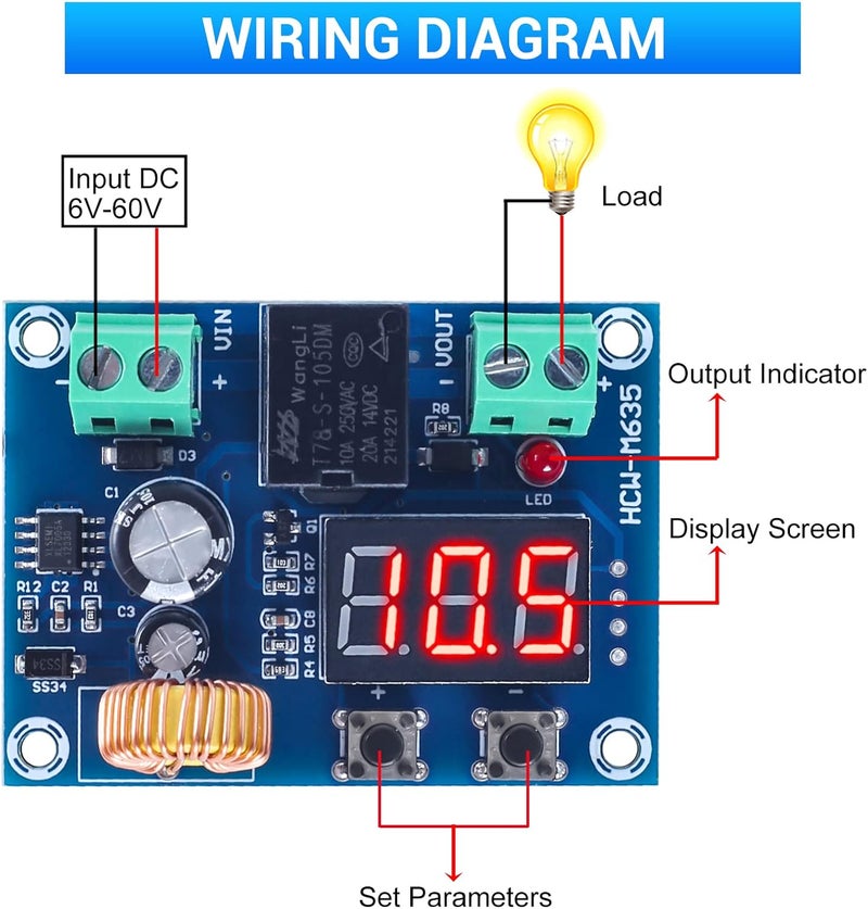 IS 2 PCS Low Voltage Cutoff, Icstation DC 12V-36V 20A Over Discharge Protection Low Voltage Protector Disconnect Switch Module for Lead Acid Lithium Battery Solar Panel Light - Image 2