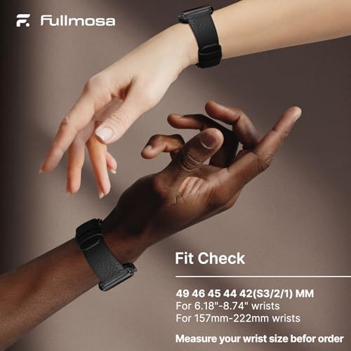 Fullmosa Leather Bands Compatible with Apple Watch Band 49mm 46mm 45mm 44mm 42mm for Men Women, Top Grain Genuine Leather Strap for iWatch Series 11/10/9/8/7/6/5/4/3/2/1,Ultra3/2/1,SE3/2/1, Black/Smoky Grey - Image 5