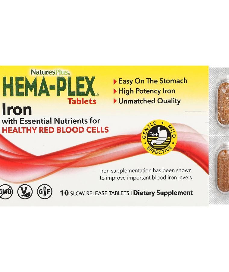 Hema-Plex® Iron with Essential Nutrients for Healthy Red Blood Cells  10 Slow Release Tablets