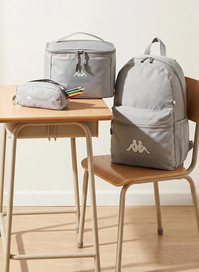 Kappa Logo Print 3-Piece School Backpack Set For Kids 8-13 Years With Pencil Pouch And Lunch Bag - 13x27x27 CM
