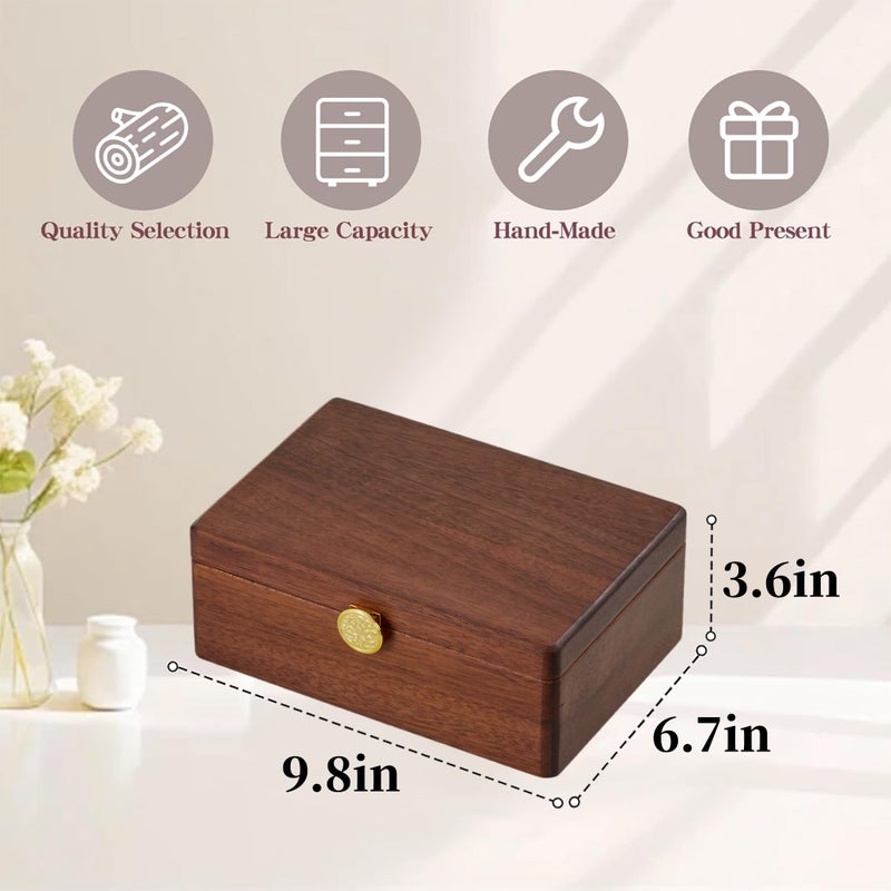 KAOTGOT Wooden Jewelry Box For Women Jewelry Organizer Box With Lock 2 Layer Jewelry Holder Organizer For Necklace Ring Earring - Image 2