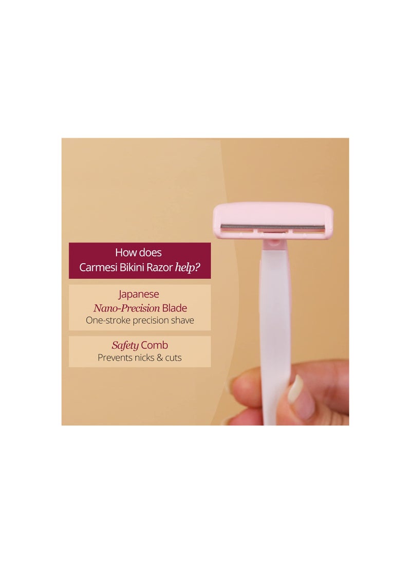 CARMESI Carmesi Bikini Razor for Women | For Irritation-Free Shaving of Bikini Line | Japanese Nano-Precision Blade & Safety Comb | No Cuts | Safe & Hygienic | Pack of 1  - Image 2