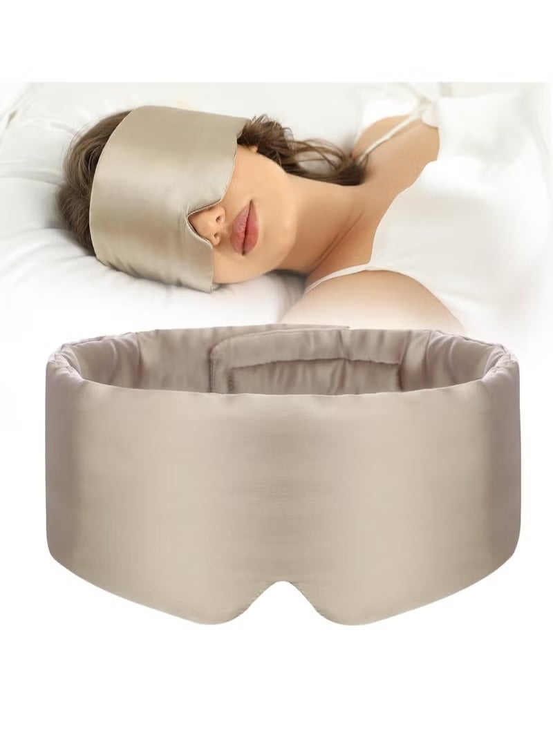 Red Leaf قناع نوم من حرير التوت 100% للنساء والرجال مع حزام قابل للتعديل، قناع نوم معتم للجانب للنوم للسفر والراحة والمكتب بحجم كبير (رمادي فاتح) - Image 1