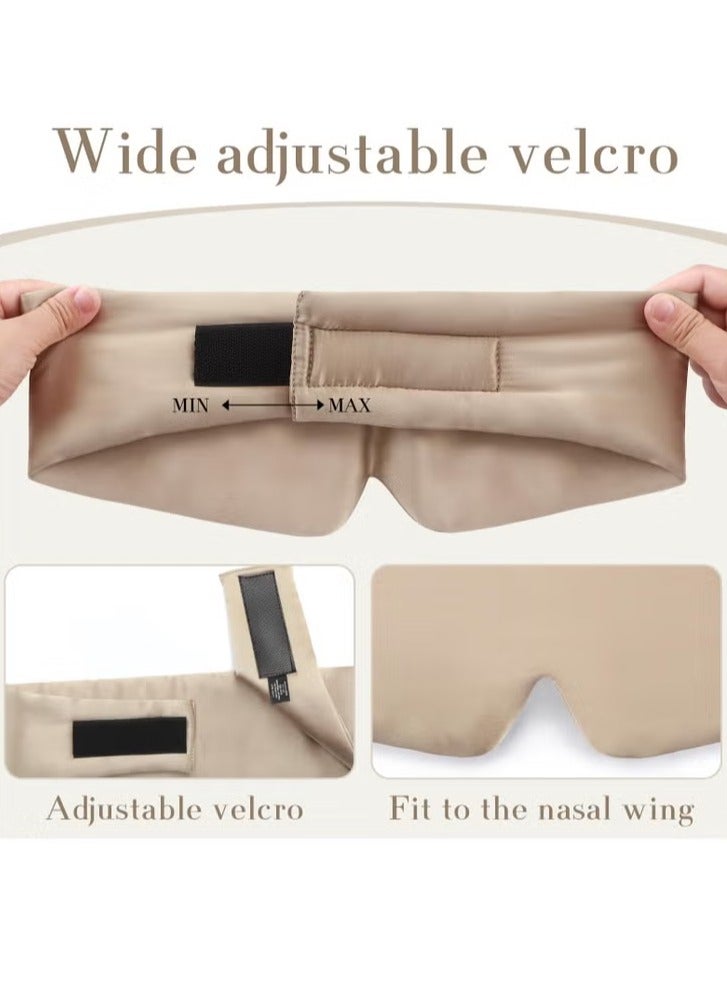 Red Leaf قناع نوم من حرير التوت 100% للنساء والرجال مع حزام قابل للتعديل، قناع نوم معتم للجانب للنوم للسفر والراحة والمكتب بحجم كبير (رمادي فاتح) - Image 4