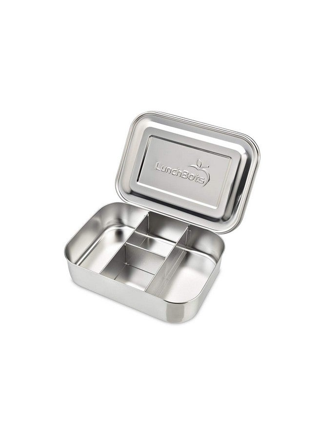 LunchBots Small Protein Packer Bento Box - Extra Small Divided Stainless Steel Snack Container - 4 Sections for 1-2oz of Nuts, Meat, Cheese, Finger Foods - Dishwasher Safe - Stainless Lid - Image 1