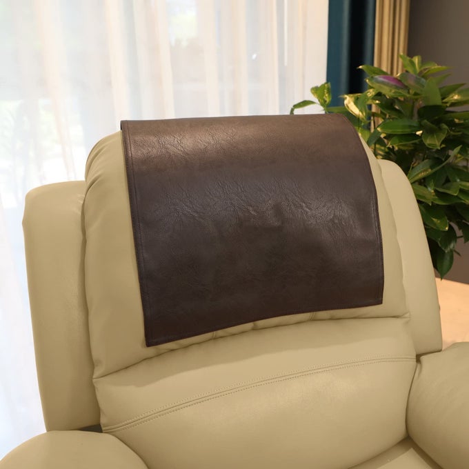 NON SLIP HEADREST COVER FOR FURNITURE SLIPCOVERSFAUX LEATHER HEADREST PROTECTOR FOR RECLINE CHAIR VINYL HEAD PROTECTOR FOR SOFATHEATER SEAT COVER FOR HOME OFFICE 17X27 IN CHOCOLATE