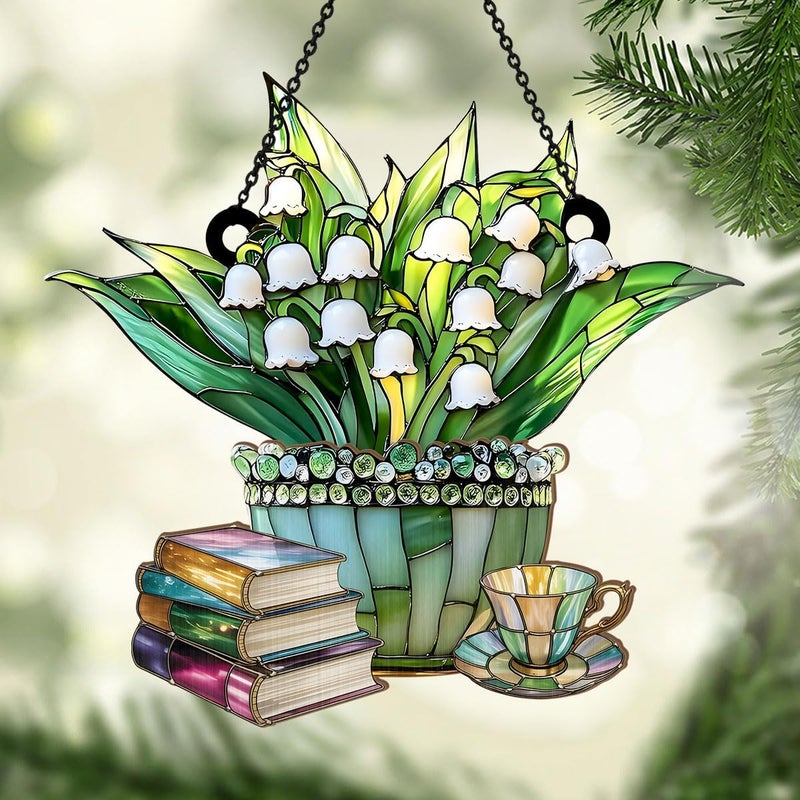 Jesuspirit - Window Hanging Suncatcher – Crystal Clear Acrylic & Wood Sun Catcher for Home Decor, for Women (Just A Girl Who Loves Lilies and Books, 6 Inches) - Image 4
