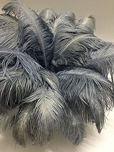 CENFRY 10pcs Ostrich Feathers 10-12inch Plumes for Wedding Centerpieces Home Decoration (Grey) - Image 2