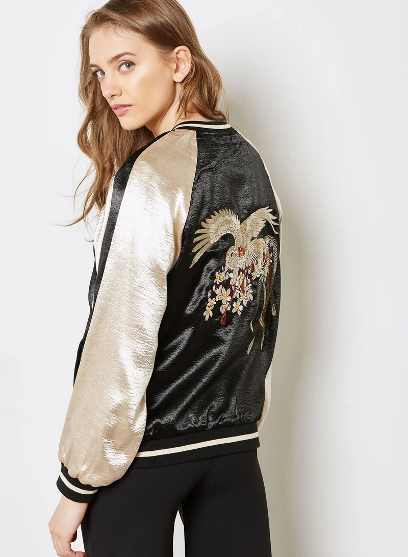 Ginger Embroidered Back Bomber Jacket