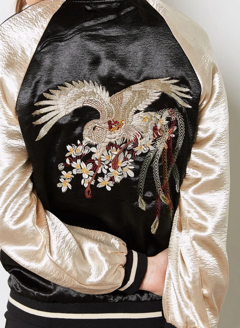 Ginger Embroidered Back Bomber Jacket