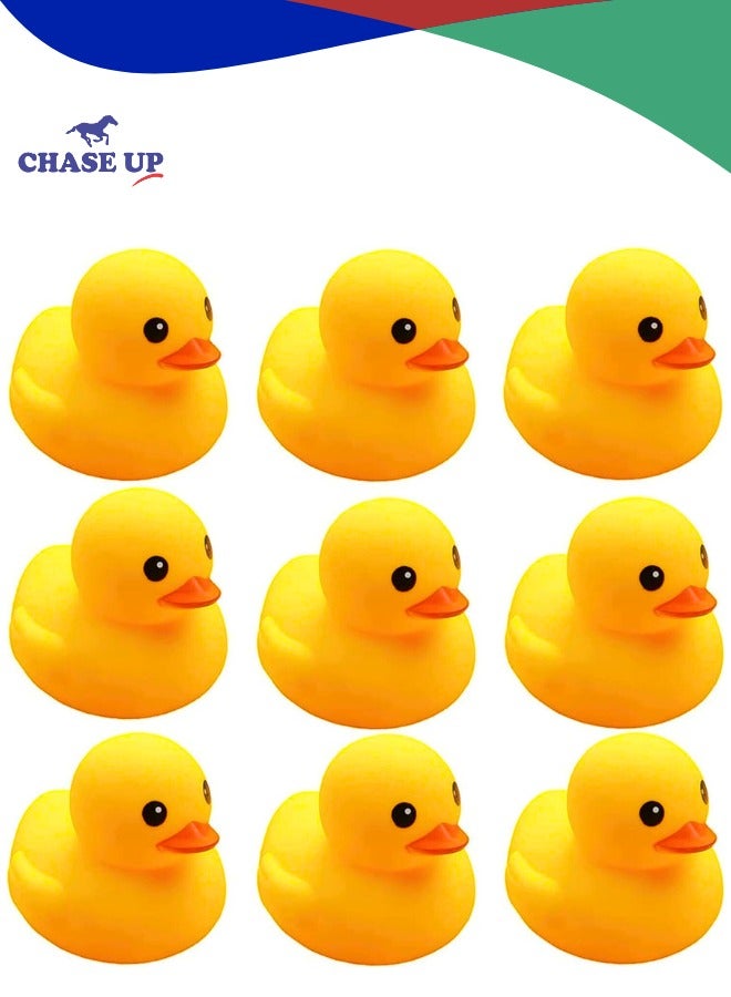 Chase Up Rubber Duck Mini Ducky Float Baby Shower Squeak Ducks Baby Bath Toy for Toddlers Boys & Girls 9 Pcs - Image 1