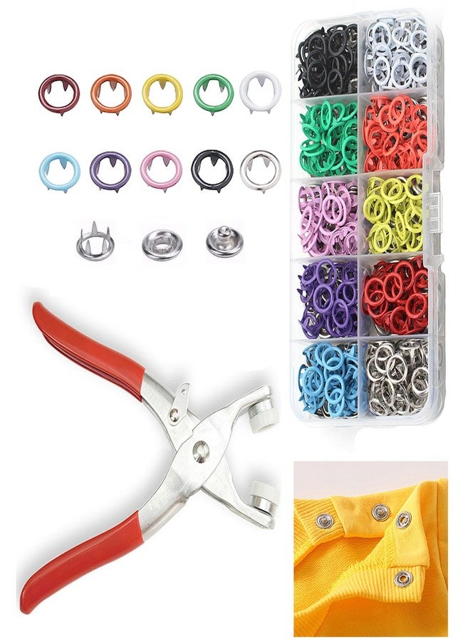 GTAAOY 100 Sets Metal Snaps Buttons, Fastener Pliers Press Tool Kit Perfect for DIY Crafts Clothes Hats and Sewing, Snap Button Fasteners Kit for Clothing Sewing (Colorful / 400 PCS) - Image 1