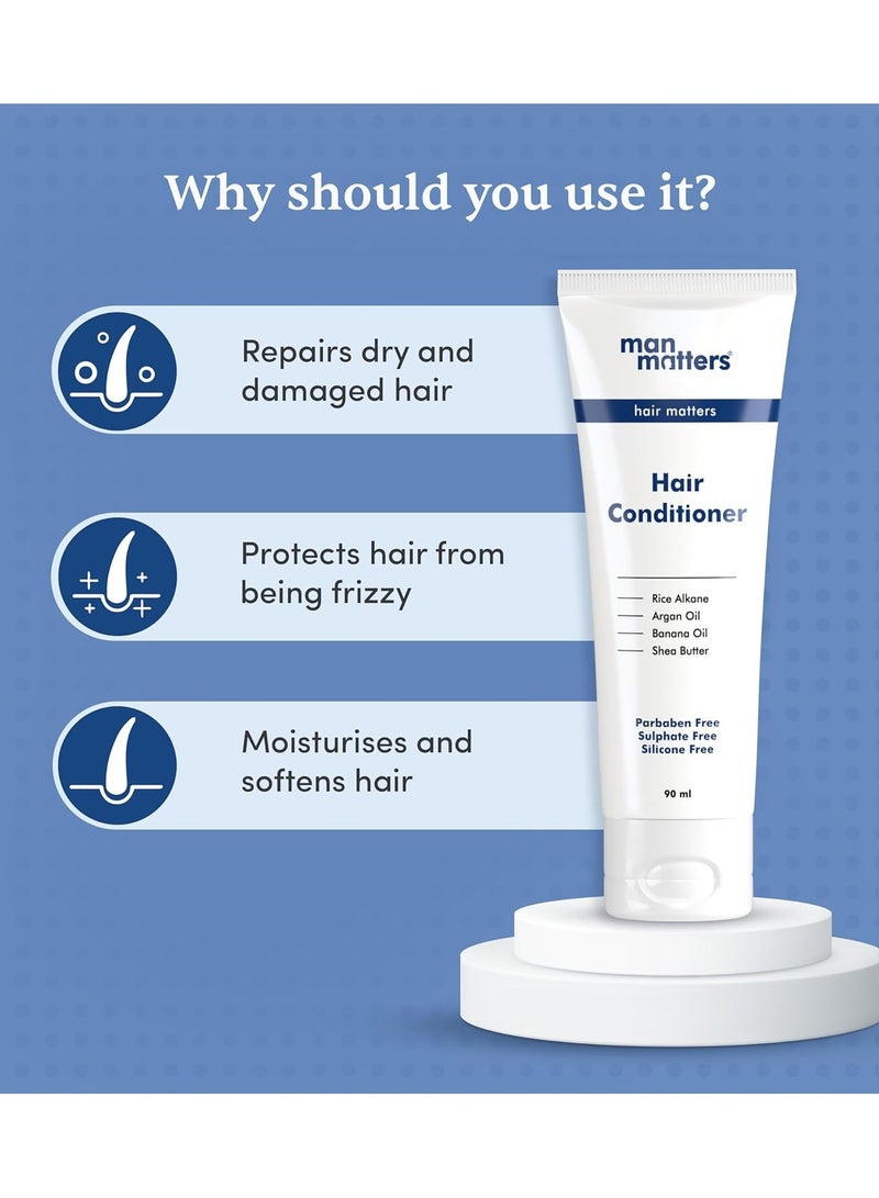Man Matters Hair Conditioner 90Ml - Rice Alkane, Banana Oil, Shea Butter and Argan Oil - Repairs Dry and Damaged Hair, Reduces Frizz and Moisturises Hair - Sulphate and Paraben Free - 1 Count - Image 2