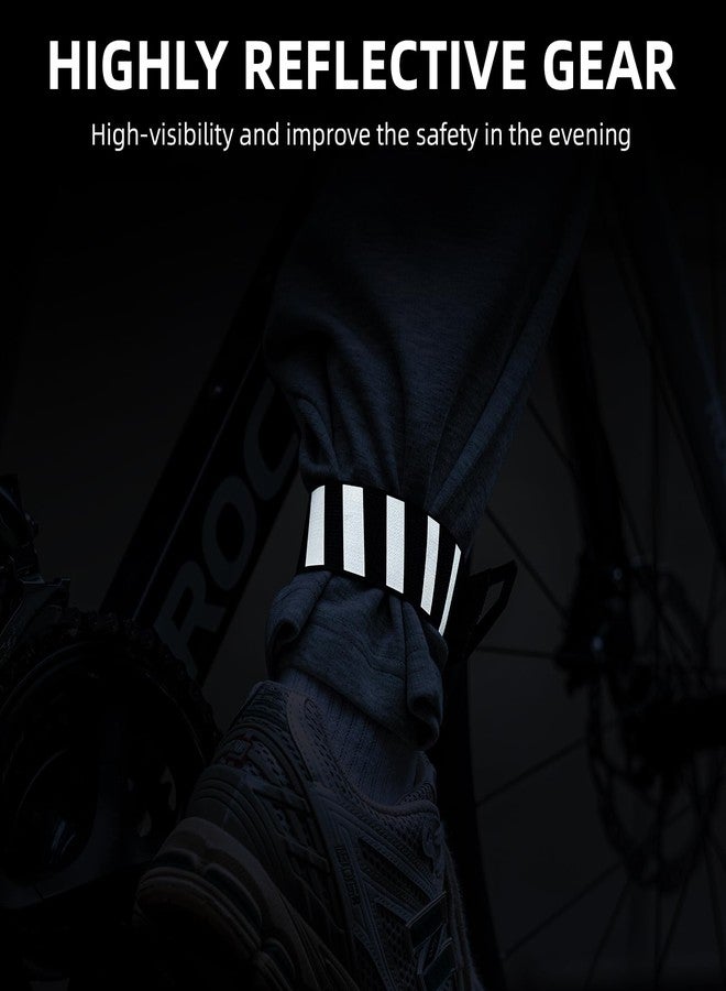 ROCKBROS Bicycle Ankle Leg Strap Safety Cycling Trousers Strap Bike Reflective Wrist Ankle Bind Bands Pant Leg Bands for Cycling Jogging Running Gear (Black) - Image 5