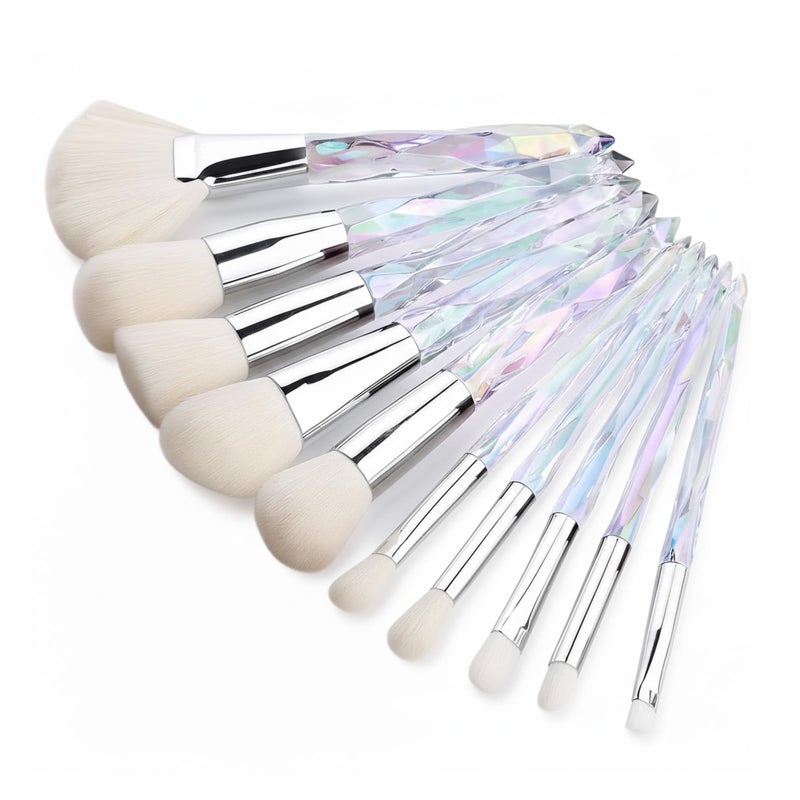 Kingtree Crystal Makeup Brush Set, 10PCS Sparkling Premium Makeup Brushes Professional Synthetic Bristles Foundation Blush Concealer Eyeshadow Makeup Brush for Girls - Image 1