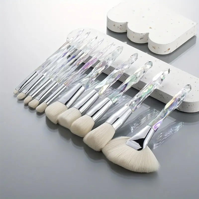 Kingtree Crystal Makeup Brush Set, 10PCS Sparkling Premium Makeup Brushes Professional Synthetic Bristles Foundation Blush Concealer Eyeshadow Makeup Brush for Girls - Image 2