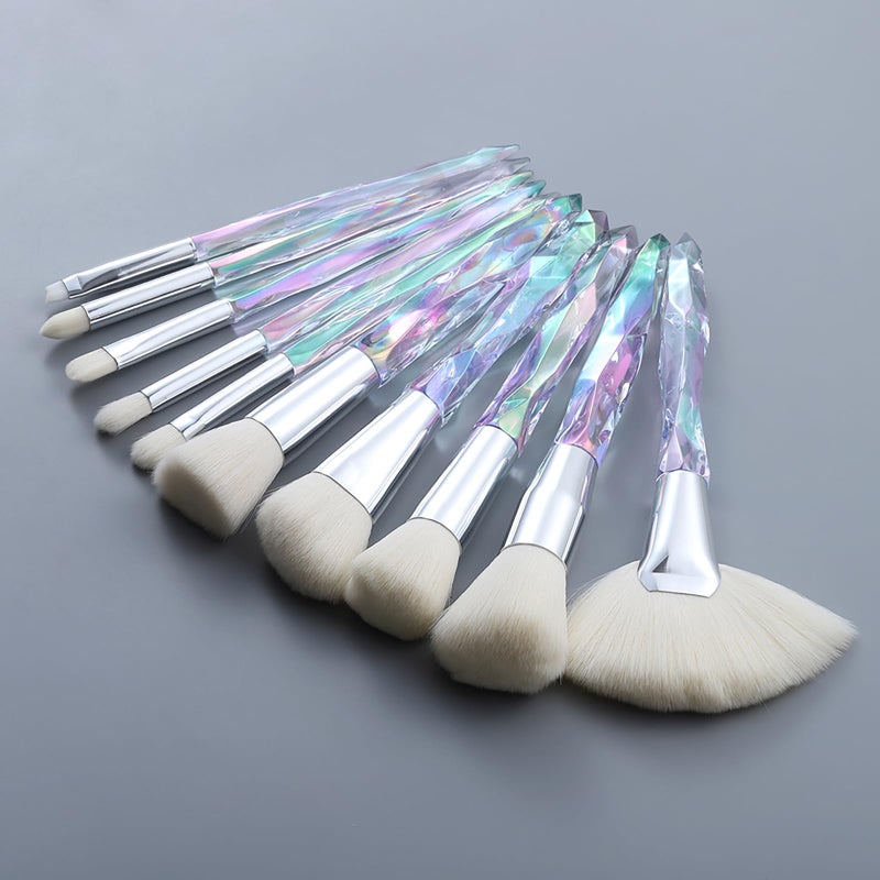 Kingtree Crystal Makeup Brush Set, 10PCS Sparkling Premium Makeup Brushes Professional Synthetic Bristles Foundation Blush Concealer Eyeshadow Makeup Brush for Girls - Image 5