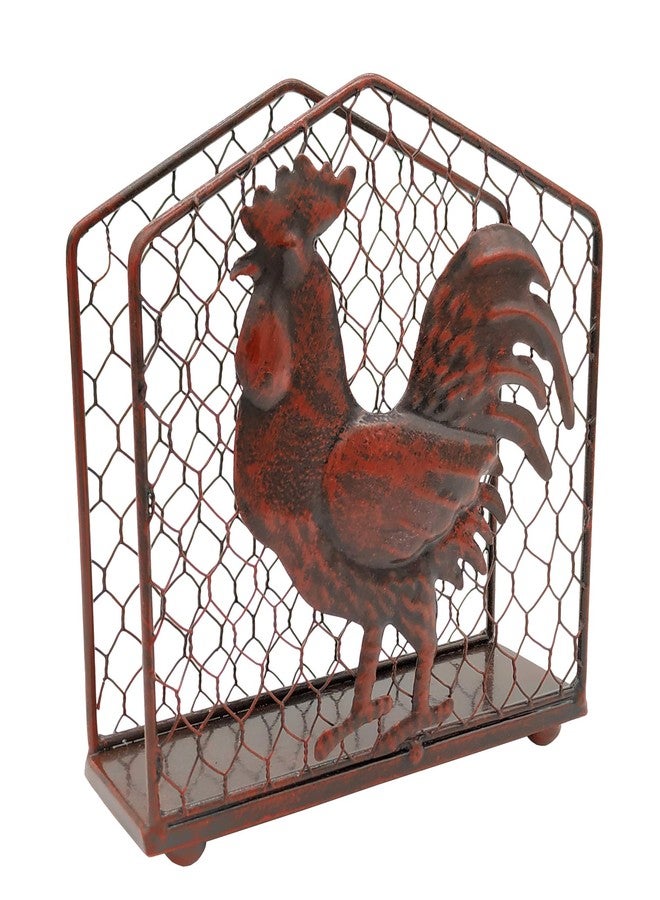 Owlgift Metal Rooster Design Tabletop Napkin Holder/Freestanding Tissue Dispenser,Rustic Red - Image 3