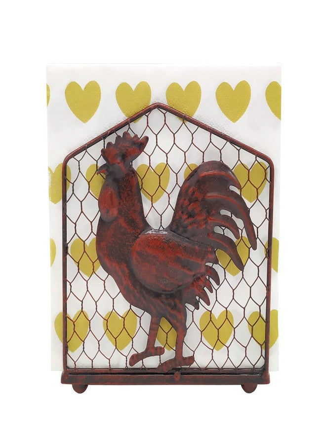 Owlgift Metal Rooster Design Tabletop Napkin Holder/Freestanding Tissue Dispenser,Rustic Red - Image 1