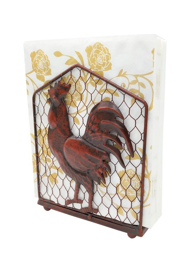 Owlgift Metal Rooster Design Tabletop Napkin Holder/Freestanding Tissue Dispenser,Rustic Red - Image 4