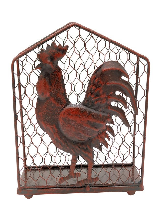 Owlgift Metal Rooster Design Tabletop Napkin Holder/Freestanding Tissue Dispenser,Rustic Red - Image 5