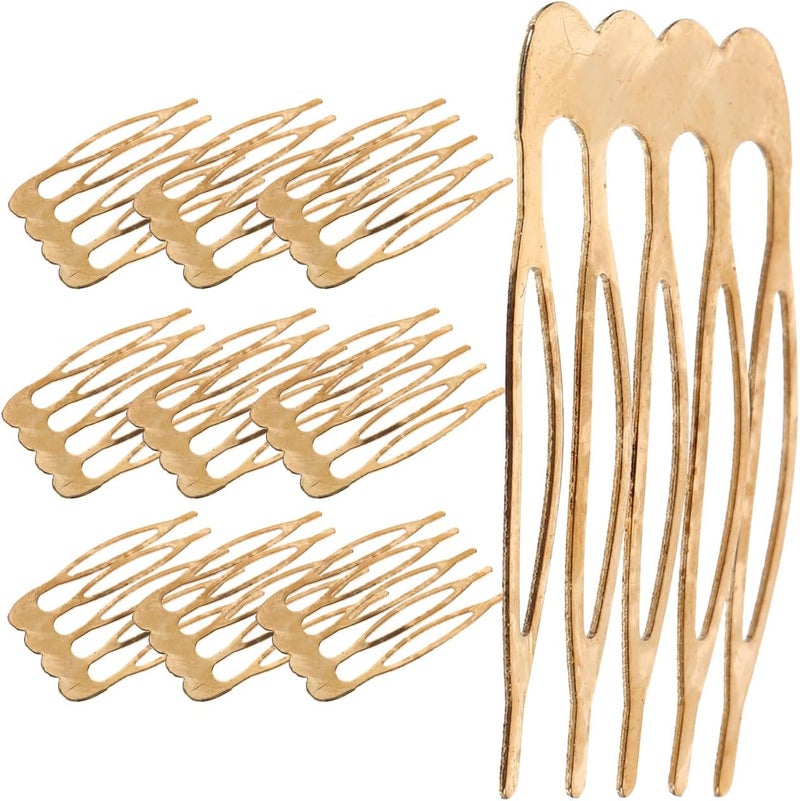minkissy 10pcs 5 Teeth Hair Side Combs Fivetooth Hair Clip Combs Gold Combs Clip Small Tiny Side Combs for Women Wedding Bridal