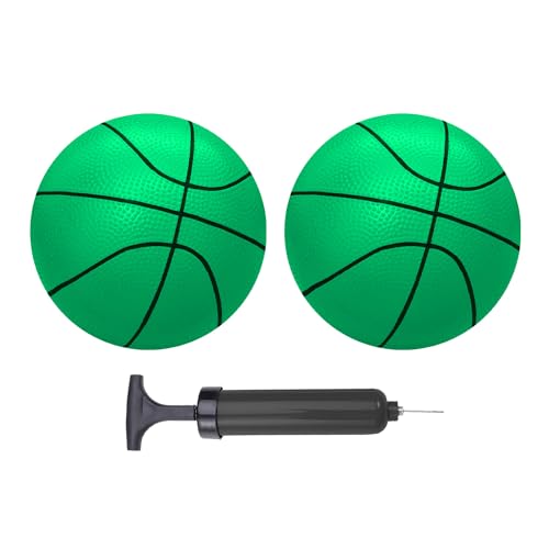 ABAJI Mini Basketballs Green 2 Pack 5 Set with Pump Needle Durable Material for Mini Hoop 3 Years Toddlers Kids Teenagers for Pool Indoors Outdoors - Image 1