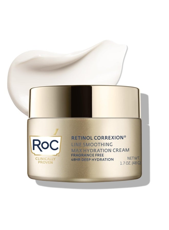RoC مرطب يومي للوجه مضاد للشيخوخة من RoC Retinol Correxion Max Hydration مع حمض الهيالورونيك، خالٍ من العطور والزيوت للعناية بالبشرة، 1.7 أونصة (قد يختلف التغليف) - Image 1