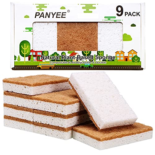 PANYEE Natural Sponges Kitchen 9Pack,Eco Friendly Non-Scratch Scrub Sponge,Biodegradable Sisal Scrubber with Compostable Dish Sponges for Kitchen Cleaning… - Image 1