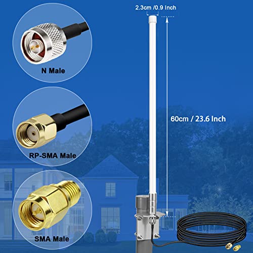 eifagur Waterproof 8dBi Long Range Cellular Ultra Distance LoRa Gateway Antenna Omni-Directional Glass Fiber LoRaWan 915MHz Antenna with 5M/16.4FT Cable for Helium RAK Hotspot HNT Finestra Miner Mining - Image 2