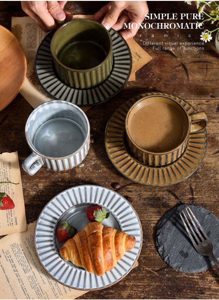M MIAOYAN Kiln Retro Ceramic Coffee Cup and Saucer Set Creative Souvenir Cup Afternoon Tea Latte Mugs  - Image 4