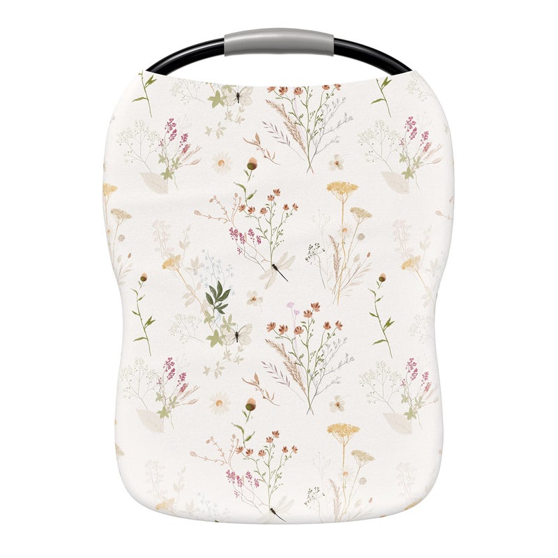 Pobibaby Pobi Baby Premium Multi-Use Cover - Nursing Cover, Baby Car Seat Covers, Shopping Cart, High Chair, and Breastfeeding Cover - Ultra-Soft, Stretchy, Floral Scarf for Baby and Mom (Wildflower) - Image 1