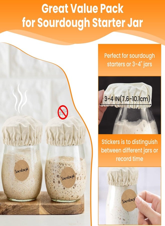MARRTEUM 6Pcs Sourdough Starter Jar Covers Cloth with Spatula & Blank Stickers & Pen, Reusable Fabric Linen Cover, Elastic Bread Fermentation Container Bowl Cloth Lid Cap for 3-4 Inch Jar Mouth - Image 3