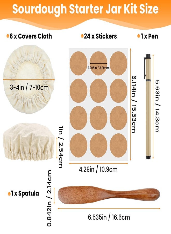 MARRTEUM 6Pcs Sourdough Starter Jar Covers Cloth with Spatula & Blank Stickers & Pen, Reusable Fabric Linen Cover, Elastic Bread Fermentation Container Bowl Cloth Lid Cap for 3-4 Inch Jar Mouth - Image 2