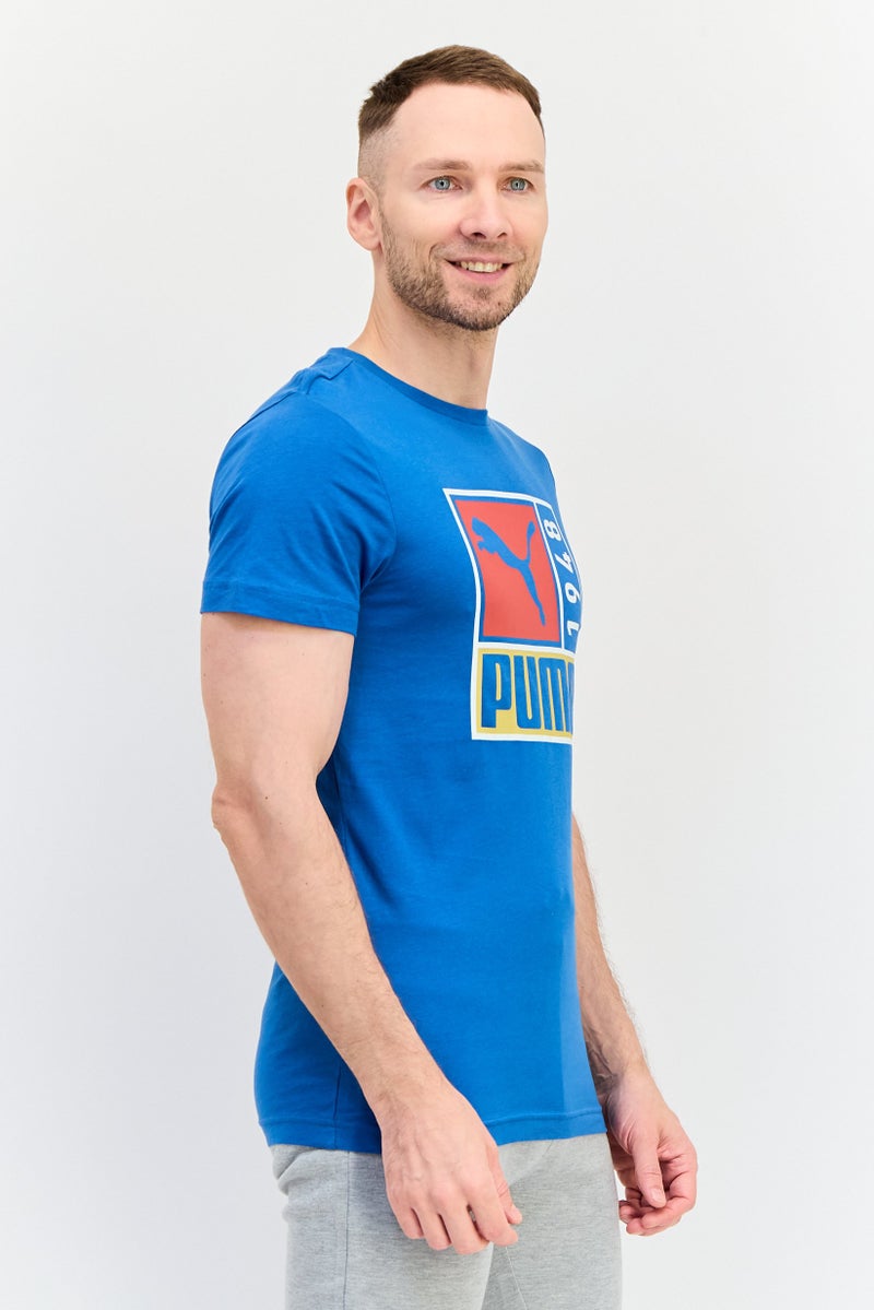 PUMA تي شيرت رياضي للرجال بأكمام قصيرة مناسب للخارج، أزرق - Image 2