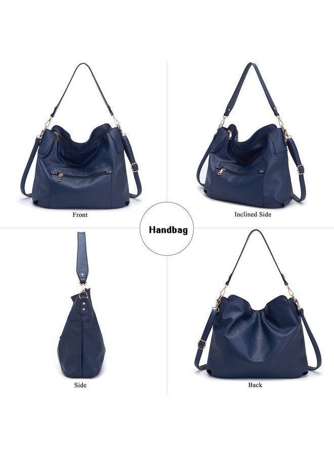 Idesort Large Crossbody Bags Ladies Shoulder Handbags Purse and Wallet Set for Women Hobo Purses NavyBlue - Image 3