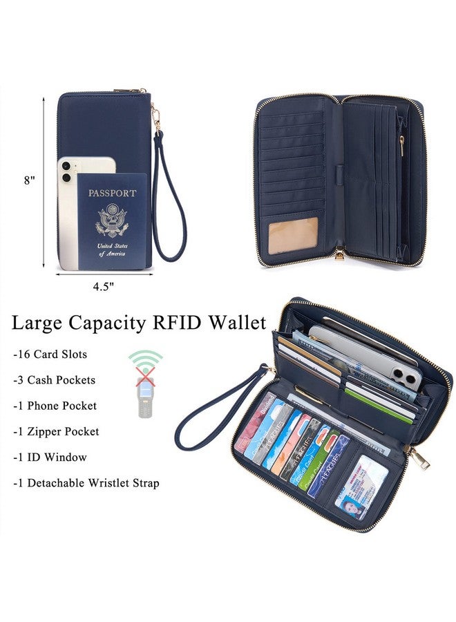 Idesort Large Crossbody Bags Ladies Shoulder Handbags Purse and Wallet Set for Women Hobo Purses NavyBlue - Image 1