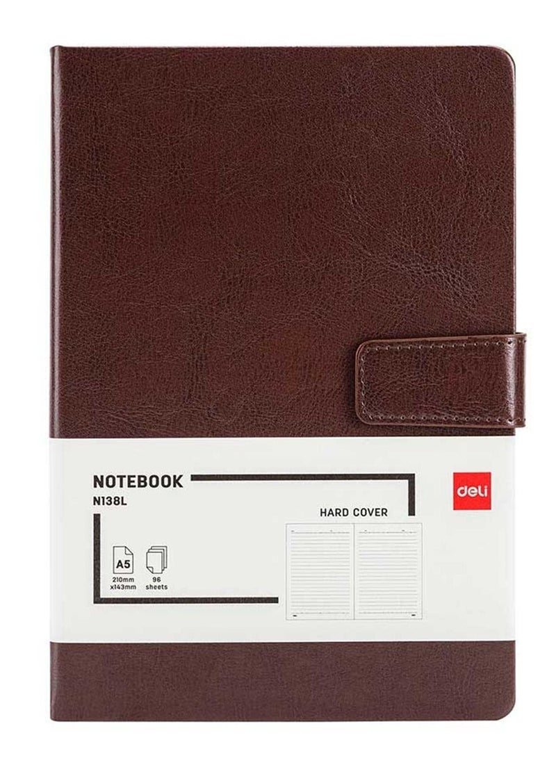 Deli A5 Size Hard Cover Executive Notebook 96 Sheets Brown - Image 1