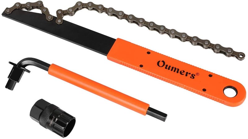 Oumers Bike Cassette Removal Tool with Chain Whip and Auxiliary Wrench Bicycle Sprocket Removal Tools, Bicycle Cassette Lock Ring Removal Freewheel Remover Wrench Sprocket Remover - Image 2