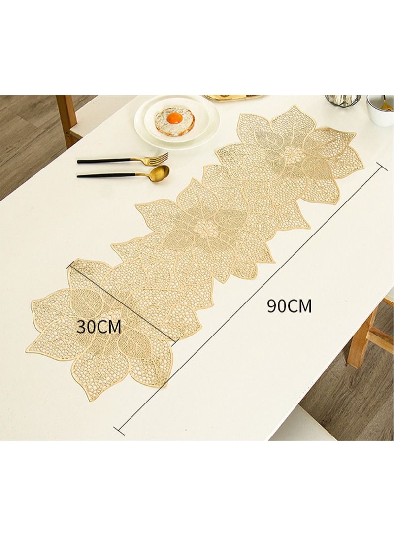 FOCOLABU 3 Pack Rich Flower Table Flags Table Mats Bronzing Hollow Floral Waterproof Anti-Slip Home Insulation Mats with Kitchen Hotel Decorative Dining Table Decoration Mats  - Image 5