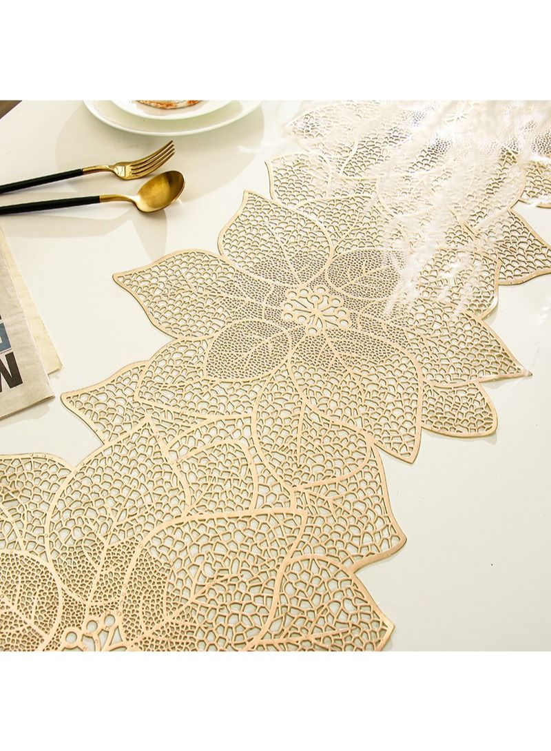 FOCOLABU 3 Pack Rich Flower Table Flags Table Mats Bronzing Hollow Floral Waterproof Anti-Slip Home Insulation Mats with Kitchen Hotel Decorative Dining Table Decoration Mats  - Image 2
